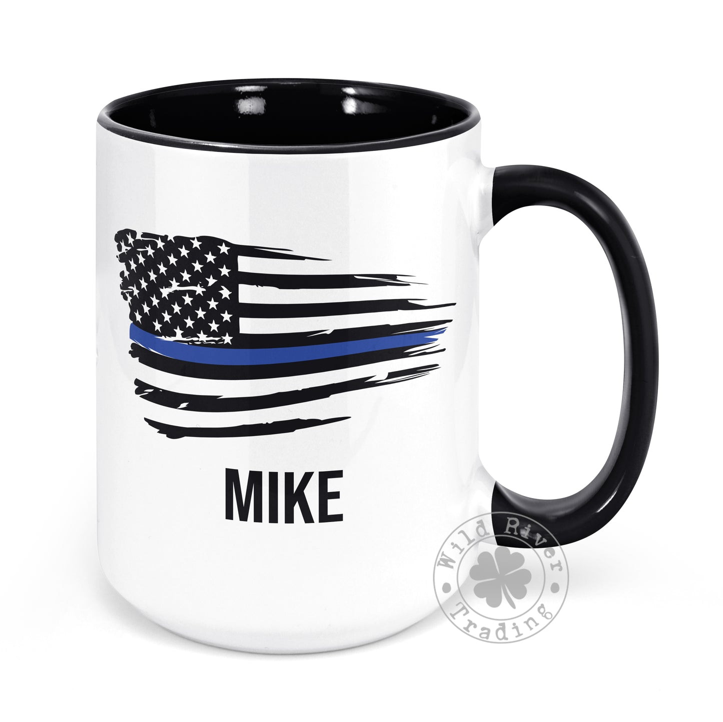 Thin Blue Line American Flag Personalized Mug
