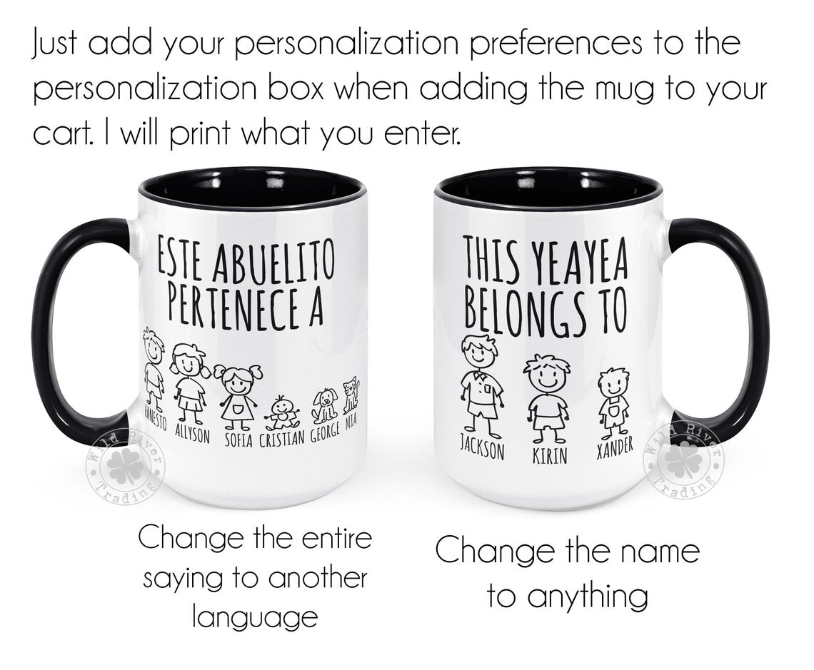 This Person Belongs to Stick Figure Kids Names Personalized Mug