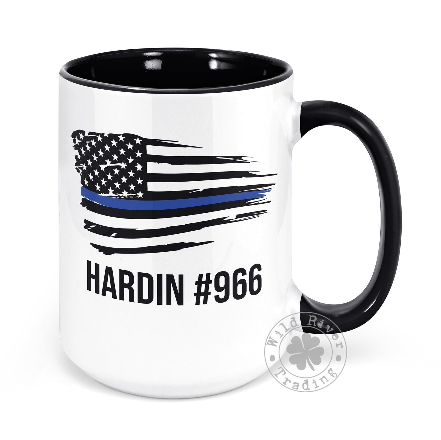 Thin Blue Line American Flag Personalized Mug